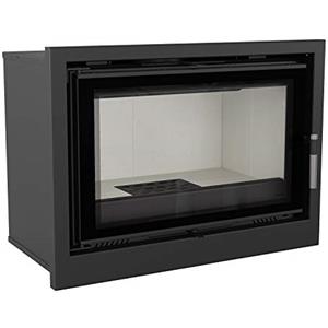 KRATKI Inserto camino a legna ventilato ARKE 80 cm 12 kW - vetro ceramico autopulente e doppia combustione, resa termica 75 percento - Ecodesign e BImSchV 2