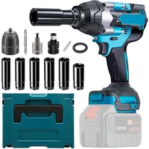 VexNook Avvitatore a percussione a batteria da 1000 Nm, compatibile con batteria al litio Makita da 18 V, chiave senza spazzole per cambio pneumatici auto, coppia alta con 6 bussole (senza batteria