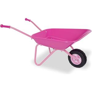 Relaxdays Carriola per Bambini, Manici ergonomici, HLP: 43x74x36 cm, Metallo, plastica, carriola Giocattolo, Rosa/Nero