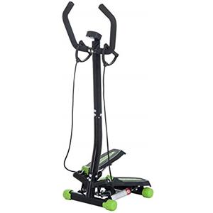 HOMCOM Stepper Professionale con Manubrio e Corde in Acciaio per Allenamento a Casa, 40 x 40 x 118cm, Nero