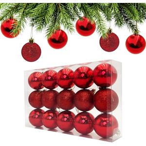 AITODOS TA AiTodos® Set 15 Palline di Natale 6 cm, Palle Natalizie in Plastica Adatte per Decorazioni Natalizie da Interno e da Esterno(Rosso)