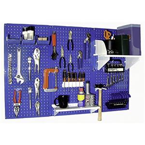 Wall Control 30-WRK-400BUW Organizer per utensili standard in metallo, pannello forato, per banco da lavoro, blu/bianco