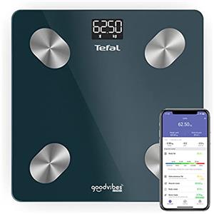 Tefal Bilancia connessa, 10 indicatori del corpo, Applicazione connessa, Uso semplice, Numero illimitato di utenti, Capacità 180 kg, Graduation 100 g, Goodvibes Life+ BM9620S1
