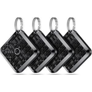 Lekaby Smart Tracker Tag 4 pezzi, localizzatore di chiavi nero, compatibile con la funzione " Dov'è" di Apple (solo iOS) Smart Tracker per chiavi/bagagli/zaini Resistenza all'acqua IP67 Batteria sostituibile