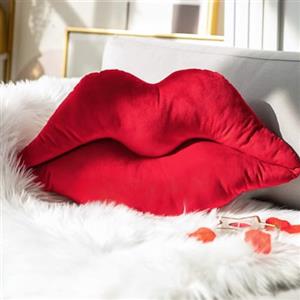 Ashler Home Deco Ashler - Cuscini 3D a forma di labbra, con inserto in morbido velluto incluso, a forma di labbra, per letto e soggiorno, colore rosso, 24 x 30,5 cm