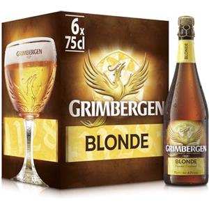 Grimbergen Blonde, Cassa con 6 Bottiglie da 75cl, Birra d'Abbazia Blonde Ale, Gusto Morbido e Fruttato, Gradazione Alcolica 6.7% Vol.