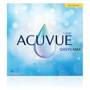 ACUVUE OASYS MAX 1-Day Multifocal; Lenti a contatto giornaliere; Visione chiara e nitida a tutte le distanze e in ogni condizione di luce;+1.00 diottrie; BC 8.4; DIA 14.30; ADD Low; 90 lenti