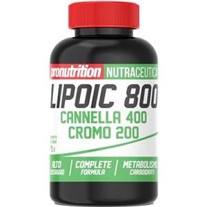PRO NUTRITION - Lipoic 800 Cromo Cannella 60 cpr, Integratore Alimentare, Azione Energetica, Dimagrante e Antiossidante, Controllo dei Livelli di Zuccheri - Acido Alfa Lipoico, Corteccia di Cannella