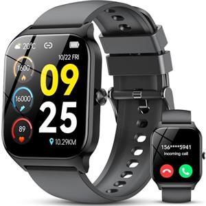 CASCHO Smartwatch Uomo Donna, 1.85'' Orologio Smartwatch con Effettua/Risposta Chiamate, 115+ Sportive Smart Watch con Contapassi/Sonno/Cardiofrequenzimetro, IP68 Fitness Tracker per iOS Android