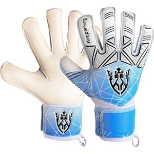 Keeperking - Guanti da portiere per adulti, bambini e adolescenti, con e senza protezione per le dita rimovibile, da 4 mm, unisex, (Rosso, 8)