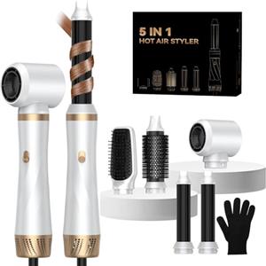 UMIGA Airstyler 5 in 1 Spazzola Soffiante Air Styler set Hair Styler Airbrush Ferro a ricciolo Spazzola Soffiante Spazzola Lisciante per Capelli, Kit di parrucchiere per asciugare