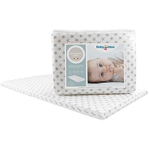 baby idea Comodo Materasso Lettino da Campeggio Universale Pieghevole e Traspirante Federa in Tessuto Cotone 100% Sfoderabile Pratica Borsa Viaggio Rigorosamente Made in Italy (60x120X4 Stelle)