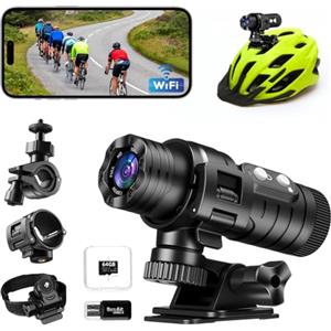 AIKER Dash cam Moto Professionale,Versione Aggiornata WiFi Action Cam IP66 Impermeabile,1080PHD&Angolo Ampio Di 120°Telecamera Moto,Regolazione Automatica Del Livello Dashcam Moto,Facile Da Collegare