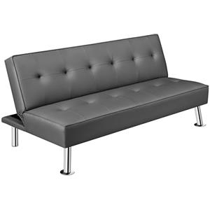 Soberine Divano Letto Imbottito a 2 Posti Convertibile in Letto 105°-180°da Soggiorno/Stanza Ospiti per Lettura/TV/Riposo Divano Moderno da Salotto Finta Pelle/Grigio