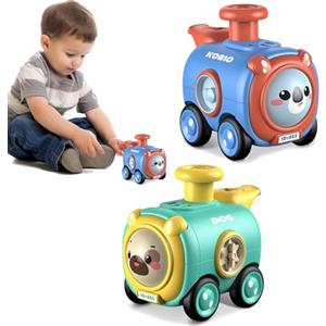 Felly 2 Pezzi Macchinine per Bambini 1 2 Anni, Treno Giocattolo per Bambini Macchinina Bambino 6-12 Mesi, Cars Giochi Bambini 1 anno Regalo per Ragazzo Ragazza