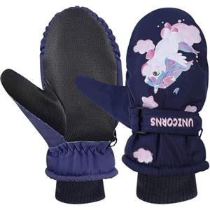 KOIROI Guanti da sci per bambini, guanti da sci per bambini, guanti invernali per bambini, impermeabili, caldi, guanti da sci per bambini, guanti da sci per sci, giochi all'aperto (blu marino)