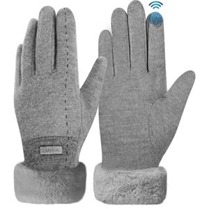 Omtofo Guanti Invernali Donna Touch Screen Con Schermo Tattile E Fodera In Pile Termico Caldi Morbidi Elastici Eleganti Beige Guanti Donna Per Sci Ciclismo Sport Esterni