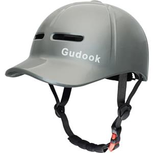 Gudook Casco da bicicletta per adulti, uomini e donne, in stile baseball, comodo, leggero, regolabile e certificato (grigio, L)