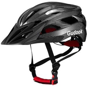 Gudook Casco da bicicletta adulto per uomo - Caschi da bicicletta da donna - Casco da bicicletta certificato leggero regolabile con visiera rimovibile per mountain bike e bici da corsa (bianco, L)