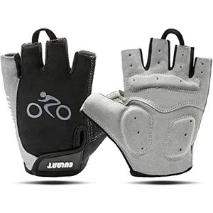 ONTYZZ Guanti da Bicicletta 1 Paio Unisex Traspirante Antiscivolo Guanti Sportivi Guanti Senza Dita Grigio/L