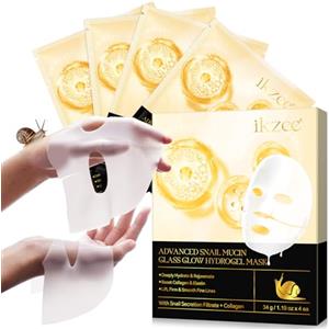 BODY JUICE OIL Maschera Collagene Viso Skincare Coreana Maschera Viso, Mask Collagen con Acido Ialuronico e Snail Mucin - Idratante, Riduce Rughe Sottili, Rassodante Pelle, 4 Pezzi