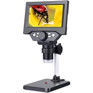 Koolertron Microscopio Digital 5.5 Pollici HD 1080P,LCD Electronico Microscopio Bambini 50-1000X,8 Luci LED Portatile