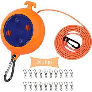 CenYouful Stendibiancheria Estensibile,10M Filo Stendibiancheria Per Esterno, Hotel, Campeggio, Cortile, Esterno/Interno con 20 Mollette Antivento