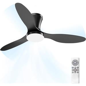 Airwit 106cm Ventilatore da Soffitto con Luce e Telecomando Silenzioso, 3CCT Dimmerabile Funzione di Memoria Ventilatori da Soffitto con Lampada a LED con 3 pale per Soggiorno Cucina Camera da Letto