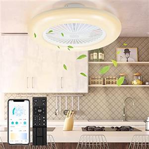 Lospitch Ventilatore da Soffitto con Illuminazione, 80W Ventilatore da soffitto a LED Dimmerabile con Telecomando App, 3 Light Color Change e 6 Velocità Della, Modalità Estiva e Invernale,φ55cm