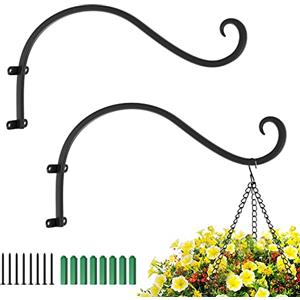 Lewondr 2 Pezzi Ganci da Parete per Piante, Supporti Vasi da Parete, Fioriere Sospese, Ganci Portavasi, Contenitore Decorativo Parete, Per Decorare Pareti Da Interni, 12" - Nero