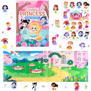 ASTARON Libro di scene di adesivi 3D riutilizzabili per bambini piccoli, gioco di adesivi giocattolo educativo per l'apprendimento sensoriale, attività in aereo Giocattoli da viaggio per ragazze