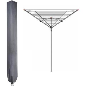 PATIO PLUS Copertura Stendibiancheria Rotante, Copri Protettivo Impermeabile per Stendini A Ombrello, Copri Stendibiancheria Rotanti con Cerniera, 165x15x15cm, Grigio