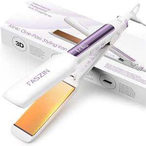 Faszin Piastra per Capelli Professionale Faszin, Piastre in Titanio Larghe 42mm con Ioni Negativi, Riscaldamento Rapido 30s, Display Temperatura, 11 Livelli di Temperatura (130-230℃) - Bianco