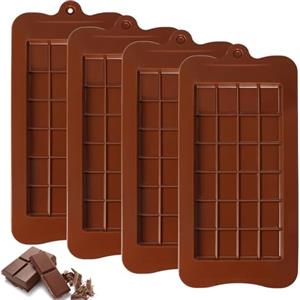 EXIN DEHCEN 4 Pezzi Stampi per Cioccolatini, Mini Stampo per Barretta di Cioccolato, Cioccolatini Stampo Silicone con 24 Cavità, Stampi per Cioccolato, Facili da Sformare, per Cioccolato, Dolci, Torte