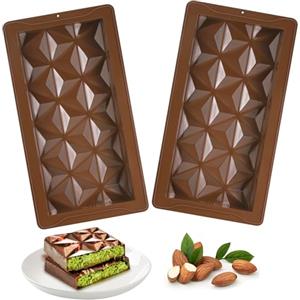 Tranrantic Stampi in Silicone per Cioccolato,2 Pezzi Riutilizzabili Stampo Cioccolato Tavoletta,Spesso Forma per Cioccolato in Silicone,Antiaderente Stampo per Torrone,Cioccolato Dubai Barrette