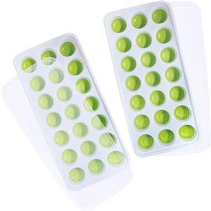 KCVV 2 Pezzi Stampo Cubetti di Ghiaccio Con Coperchio, Formine Cubi Ghiaccio Silicone 100% Senza BPA Certificato LFGB, Impilabili Vaschette Ghiaccio per Cocktail, Facili da Rilascio