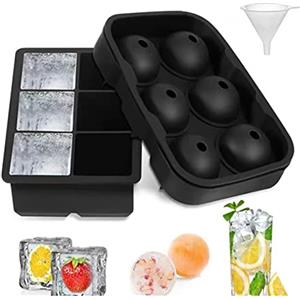 DQZSY Set di 2 contenitori per cubetti di ghiaccio in silicone, per cubetti di ghiaccio grandi, senza BPA, ideali per bevande refrigerate, whisky e cocktail