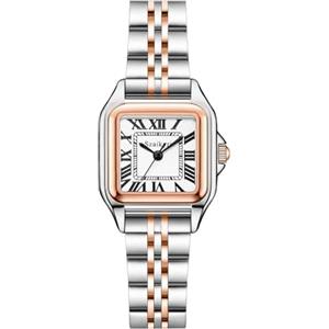 Szaikyri Quadrato Classico Orologio Donna con Numeri Romani Cronografo da Donna Casual (Silver&Rosegold-Black)