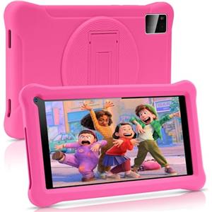 SUMTAB Tablet Bambini 7 Pollici Android 13, 8 GB RAM, 64 GB ROM (TF Card 128 GB), Rosa, Tablet Educativo con Custodia Protettiva Antiurto e Controllo Parentale WiFi
