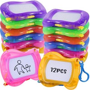 Yimomoyi Mini tavolo da disegno magnetico per bambini, Tavoli da disegno con clip per zaino, portachiavi, schizzi cancellabili e blocco note per ragazzi e ragazze, bomboniere per feste, 12 pezzi