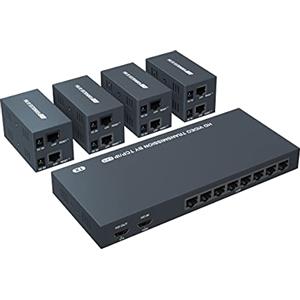 PWAY PW-DT2108 HDMI Extender Splitter a 8 porte 150 m di Cat5e/Cat6/Cat7, supporto cavo 1080P@60Hz Risoluzione Loop Out