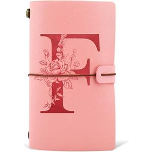 HSDSH Diario in Pelle PU iniziale, Taccuino Diario di Viaggio, Rosa Quaderno Scrittura Appunti Agenda, Compleanno Natale Regalo per Donna Ragazze Amica Studenti Sorella Collega Maestre Rosa(F)