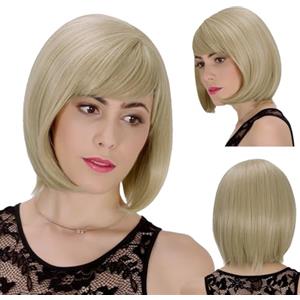 MHDUYEG Parrucca bionda con frangetta corta - Bob parrucca da donna - cosplay, uso quotidiano, feste