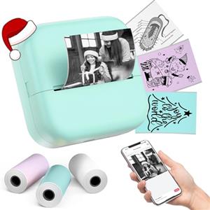 Omezizy Mini Stampante Termica Portatile - M02X Mini Stampante Fotografica Portatile Bluetooth per Diagrammi Grafici, Appunti di Studio, Stampantes Etichette Adesive per Smartphone e Tablet, Verde