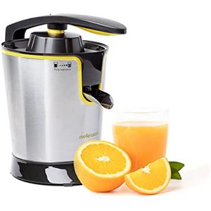 Mellerware - Spremiagrumi elettrico Professionale Juicy! 2022 | 300W | Mixer con accessori | 4 Lame | Estrattore con Velocità Regolabile e Turbo | Sistema Anti-Schizzo | Acciaio Inox | Finiture Gialle