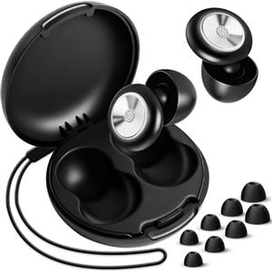 elzle Tappi Orecchie Dormire,Antirumore Quiet Silicone Auricolari,Riutilizzabili,45dB Riduzione del Rumore,per Dormire,per Meditazione/Viaggi/Lavoro/Studio/Concerti, con 8 Punte (XS/S/M/L) e Custodia