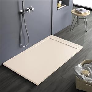 bagno super piatto doccia in mineralmarmo color crema, 3 cm., effetto pietra ardesia, antiscivolo, Lisbona (80x80), piletta gratis