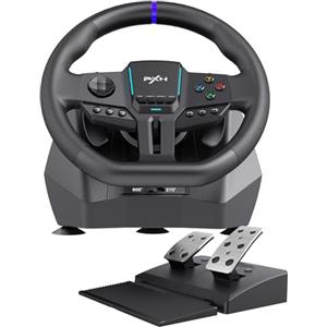 PXN V900 Gen2 Volante da Corsa con Pedali Hall - Volante da Gioco USB, 16 Bit, 270°/900°, Feedback di Vibrazione, Palette del Cambio, Controllo via App - Compatibile con PC, Xbox, PS4, PS3 e Switch