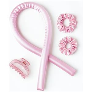 Generico Bigodino Lungo Per Boccoli - Fascia flessibile per capelli mossi senza calore, rosa, con clip