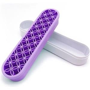 TopHomer Porta pennelli da trucco da scrivania, in silicone, organizer per strumenti da cucito, per forbici, pittura, penne, pennarelli cosmetici (21 cm, viola chiaro)